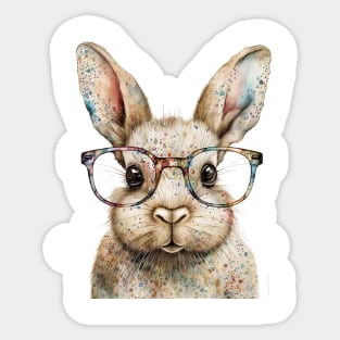 Cute Bunny With Glasses Sticker